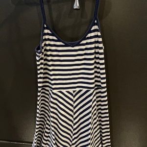Navy Blue and white striped dress. Size Lg